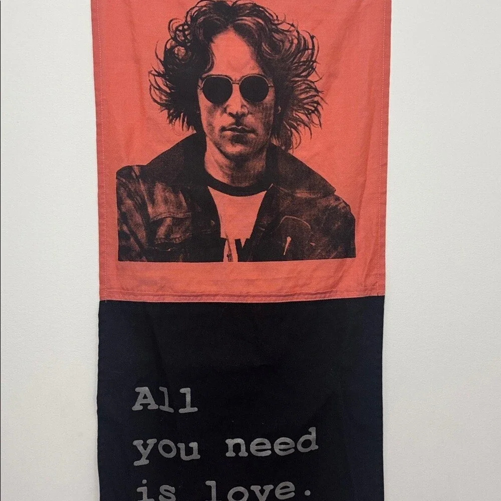 Tapestry decor wall art John Lennon all you need is love Orange Black Hanging